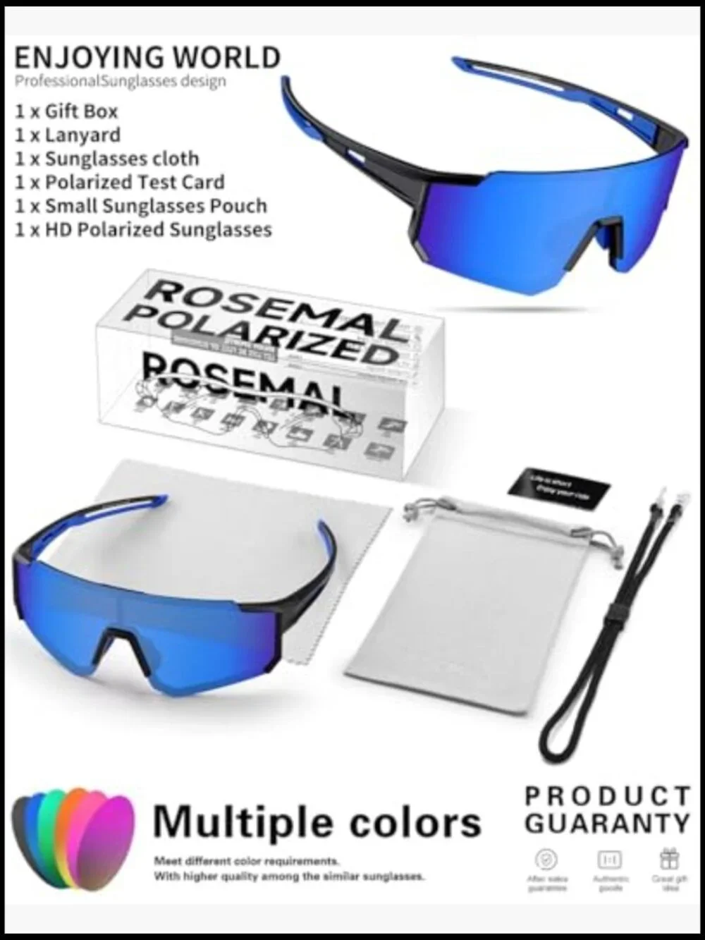 Polarized Sports Sunglasses TR90 UV400 for Cycling Running Driving Fishing